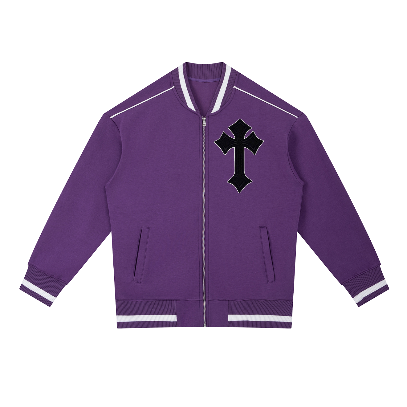 Contrast Piping Zip Bomber Jacket